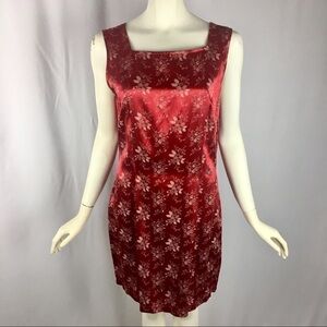 Vintage Original 90s Y2K Red Slip Sheath Dress Silky Sheen Size 11/12
